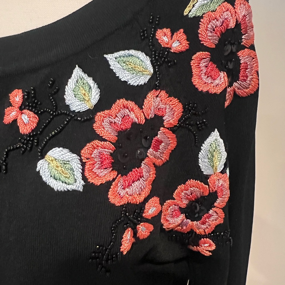 Michelle Nicole Black Floral Embroidered Cardigan - Picture 3 of 5